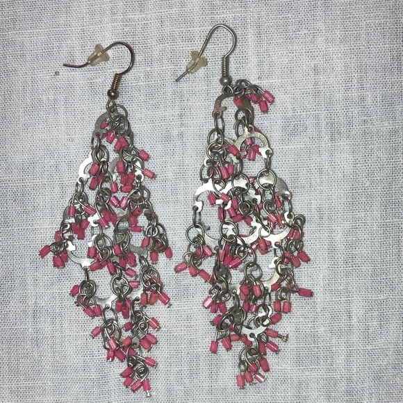 Jewelry - ST LONG EARRINGS w/ many beads on st pieces, diamond shape w/backs $24